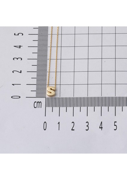 S Harfi Taşsız Minimal Harf Kolye 14 Ayar Altın