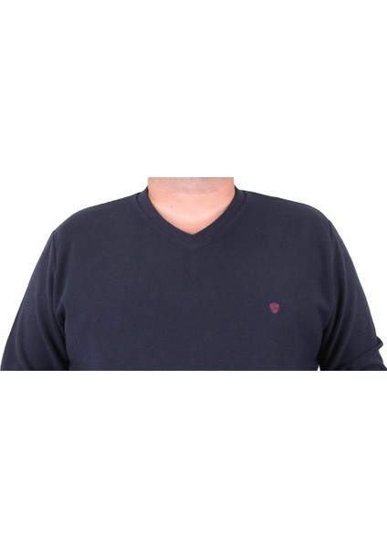 Mocgrande Büyük Beden Selanik V Yaka Classic Sweat 23201 Lacıvert fırsatları