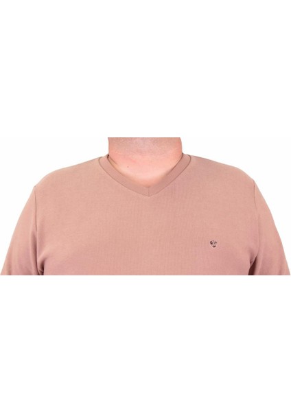 Mocgrande Büyük Beden Selanik V Yaka Classic Sweat 23201 S.kahve fırsatları