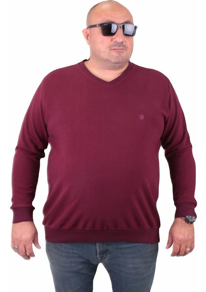 Mocgrande Büyük Beden Selanik V Yaka Classic Sweat 23201 Murdum