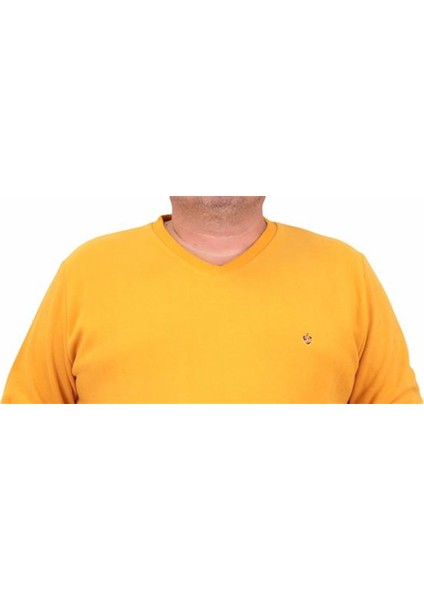 Büyük Beden Selanik V Yaka Classic Sweat 23201 Hardal fırsatları