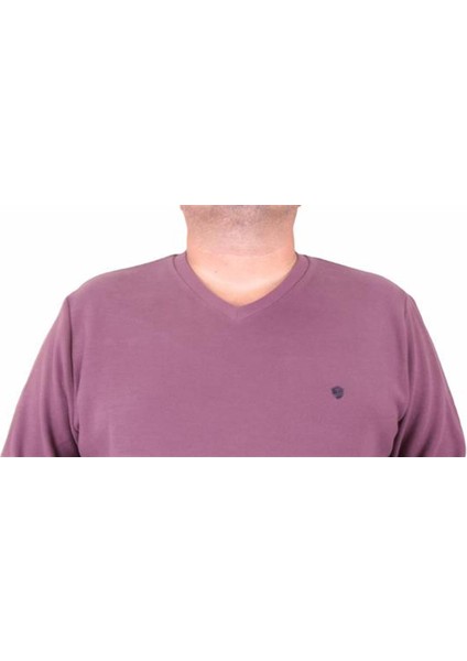 Büyük Beden Selanik V Yaka Classic Sweat 23201 Eflatun fırsatları