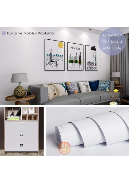 Kendinden Yapışkanlı 60CM×100CM Mat Beyaz Duvar Kağıdı Mutfak Tezgah Dolap Masa Kaplama