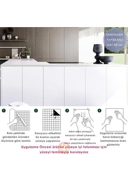 Kendinden Yapışkanlı 60CM×100CM Mat Beyaz Duvar Kağıdı Mutfak Tezgah Dolap Masa Kaplama