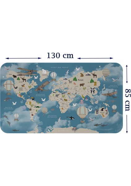 Eğitici Dünya Haritası Dünya Atlası Çocuk ve Bebek Odası Duvar Sticker 3827 x L
