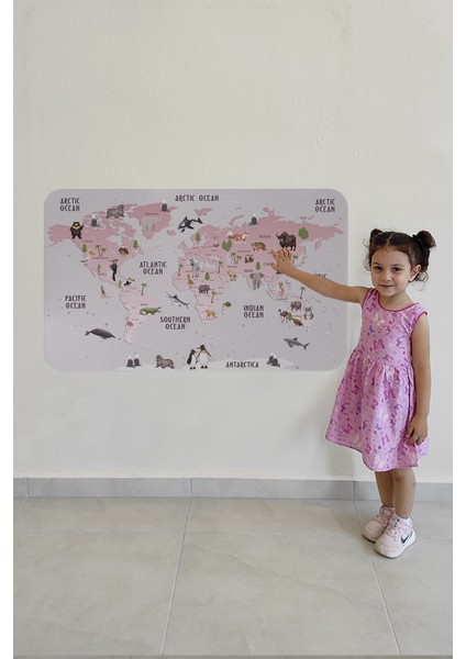 Eğitici Dünya Haritası Dünya Atlası Çocuk ve Bebek Odası Duvar Sticker 3798 x L