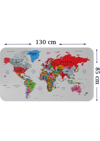 Eğitici Ülke ve Başkent Detaylı Atlası Dekoratif Dünya Haritası Duvar Sticker 3853 x L