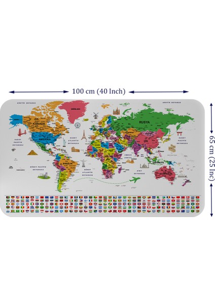 Eğitici Öğretici Dünya ve Türkiye Haritası Çocuk Odası Duvar Stickerı 3885 fiyatları