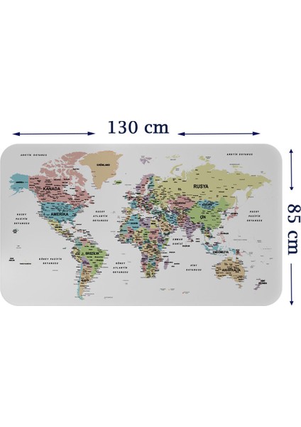 Türkçe Eğitici Ülke ve Başkent Detaylı Atlası Dünya Haritası Duvar Sticker 3850 x L