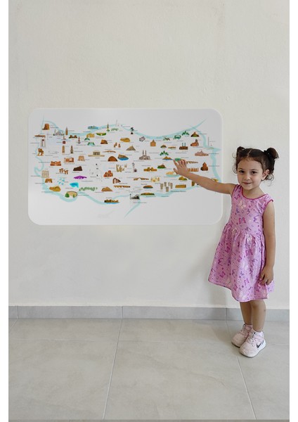 Eğitici ve Öğretici Dekoratif Cocuk Odası Türkiye Haritası Duvar Sticker 3880 x L modelleri