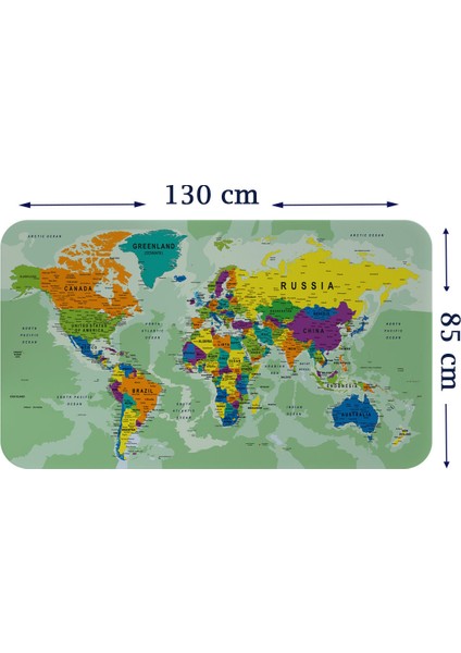 Eğitici Ülke ve Başkent Okyanus Detaylı Atlası Dünya Haritası Duvar Sticker 3835 x L
