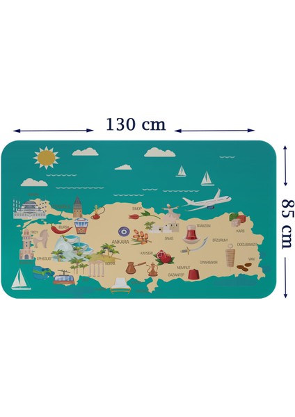Eğitici ve Öğretici Dekoratif Cocuk Odası Türkiye Haritası Duvar Sticker 3878 x L