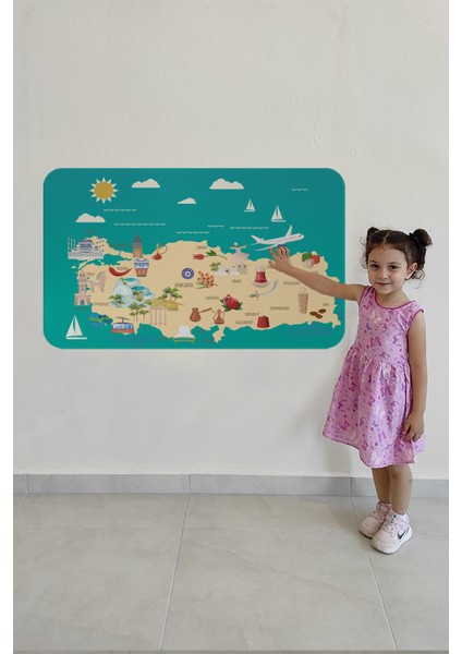 Eğitici ve Öğretici Dekoratif Cocuk Odası Türkiye Haritası Duvar Sticker 3878 x L modelleri