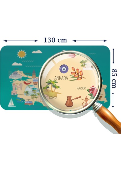 Eğitici ve Öğretici Dekoratif Cocuk Odası Türkiye Haritası Duvar Sticker 3878 x L fırsatları