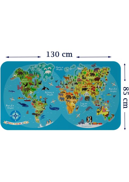 Eğitici Dünya Haritası Dünya Atlası Çocuk ve Bebek Odası Duvar Sticker 3805 x L
