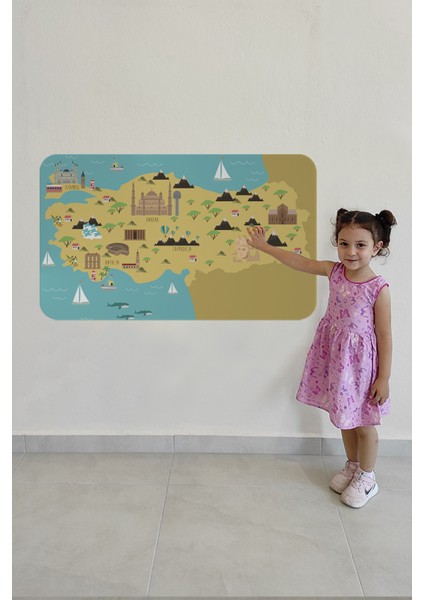 Eğitici ve Öğretici Dekoratif Cocuk Odası Türkiye Haritası Duvar Sticker fırsatları