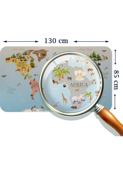 Eğitici Dünya Haritası Dünya Atlası Çocuk ve Bebek Odası Duvar Sticker 3824 x L