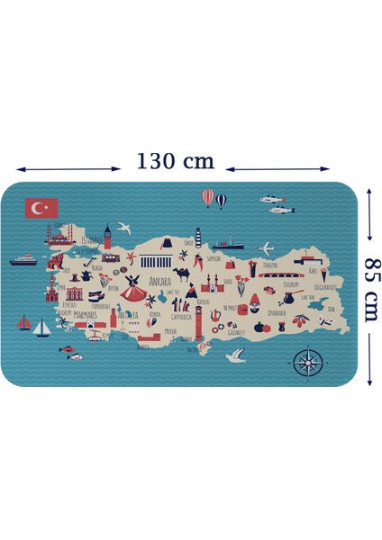 Lila Fil Eğitici ve Öğretici Dekoratif Cocuk Odası Türkiye Haritası Duvar Sticker 3874 x L