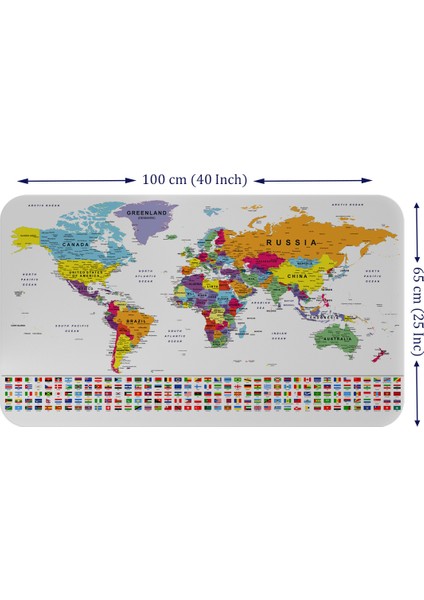 Ülke Bayrak Lı Eğitici Başkent Detaylı Atlası Dünya Haritası Duvar Sticker