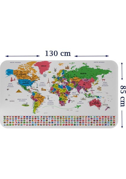 Eğitici Öğretici Dünya ve Türkiye Haritası Çocuk Odası Duvar Sticker 3885 x L indirimleri