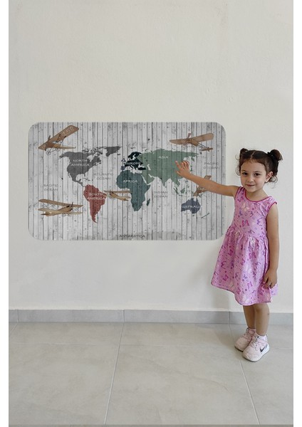 Eğitici Dünya Haritası Dünya Atlası Çocuk ve Bebek Odası Duvar Sticker
