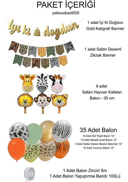 Safari Doğum Günü Parti Seti Balon Zinciri Iyi Ki Doğdun Flama Seti Hayvan Kafa Balonlar fiyatları