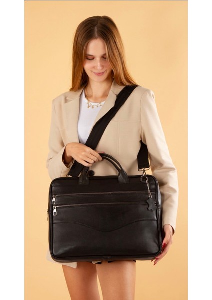 Hakiki Deri Kadın Laptop Çantası Siyah, Siyah Kadın Evrak Çantası Notbook Çantası fırsatları