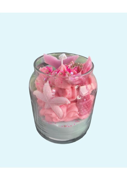 Pink Mermaid Scented Candle(Ocean)/ Pembe Denizkızı Okyanus Aromalı Dekoratif Mum