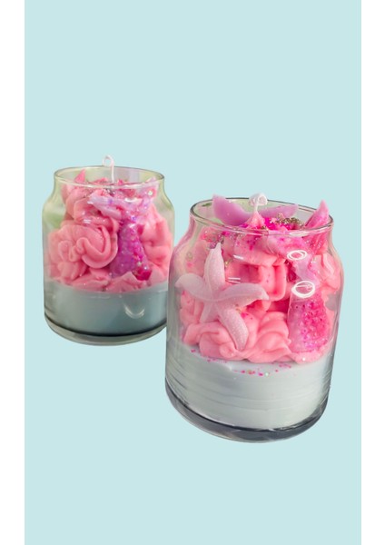 Pink Mermaid Scented Candle(Ocean)/ Pembe Denizkızı Okyanus Aromalı Dekoratif Mum