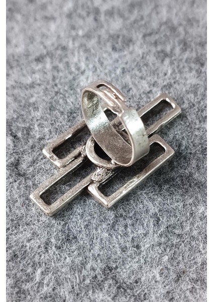 Dikdörtgenler Şekilli Kadın Yüzük Gümüş Kaplama Ayarlanabilir El Yapımı Kadın Yüzük modelleri