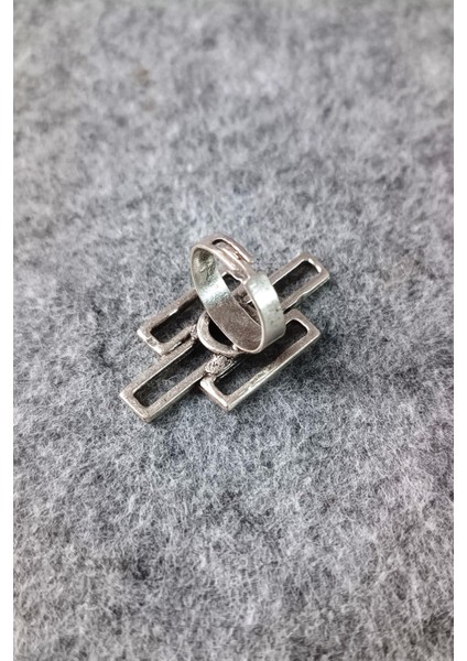 Dikdörtgenler Şekilli Kadın Yüzük Gümüş Kaplama Ayarlanabilir El Yapımı Kadın Yüzük fırsatları