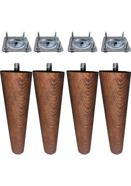 4'lü Ceviz Renk 14 cm Ahşap Konik Ayak Gürgen Koltuk Ayağı-Baza-Tv Ünitesi-Mobilya-Çap:4.6 cm 3301000000504 fiyatları