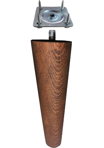 Ceviz Renk 12 cm Ahşap Konik Ayak Koltuk Ayağı-Baza-Tv Ünitesi-Mobilya-Çap:4.6 cm 3301000000516