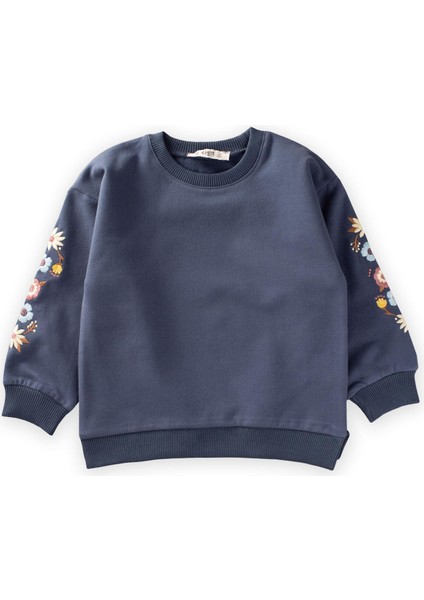 Kol Nakışlı Sweatshirt Lacivert