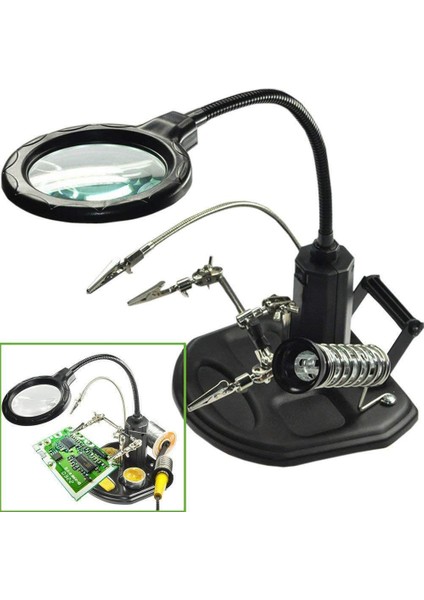 ACN 129 Masa Üstü Ledli Mini Büyüteç Havya Stand Pcb Tutucu