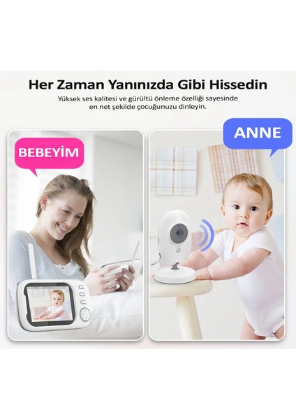 Gece Görüş 1mp Full Hd Tf Kart Girişli Wi-Fi 2.4g Monitörlü Akıllı Kamera BLM35
