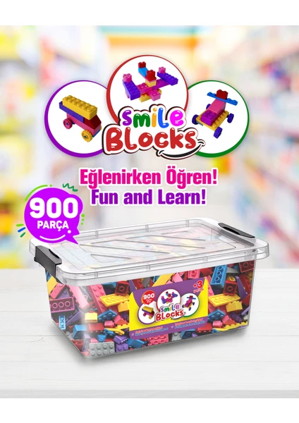 Smile Blocks  Parçalı Setler 900 Parça Plastik Kutulu Mikro Blok