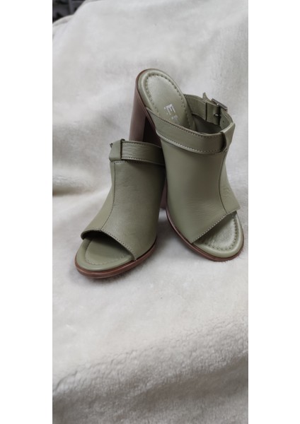 Çiğdem Deri Topuklu Yeşil Terlik - Yeşil - 38 - ST02707-13801 fiyatları