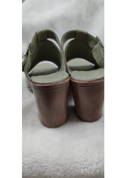 Çiğdem Deri Topuklu Yeşil Terlik - Yeşil - 38 - ST02707-13801 modelleri