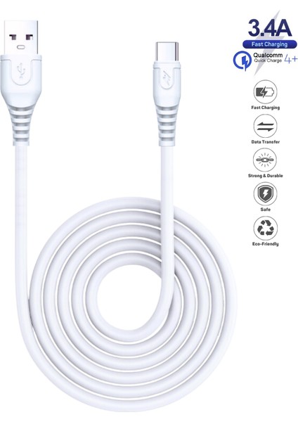 Honor 30i Uyumlu 3.4 Amper Ultra Hızlı Type-C Şarj Kablosu 1 Metre - İthalatçı Garantili