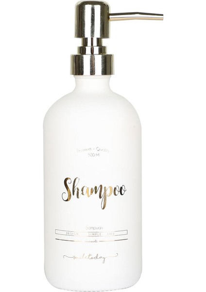 Miniminti Beyaz Cam Şampuan Şişesi - 500 ml (Shampoo)