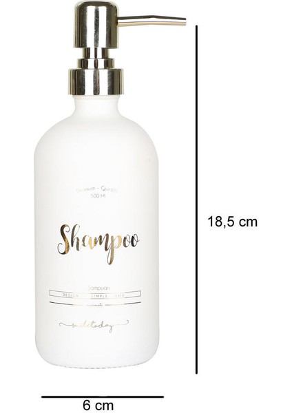 Miniminti Beyaz Cam Şampuan Şişesi - 500 ml (Shampoo)