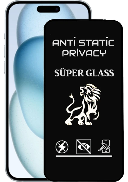 Case World Caseworld Apple iPhone 15 Plus Tam Kaplayan Anti Statik Görünmez Safir Ekran Koruyucu Hayalet Cam