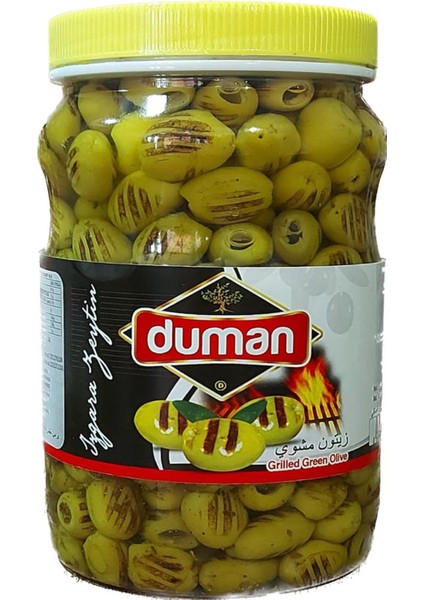 Duman Gurme Kahvaltılık Izgara Yeşil Zeytin Kavanoz 1000  gr 6 Adet