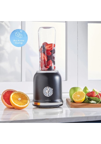 Retro Personal Kişisel Smoothie Blender Siyah
