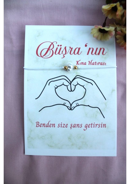 Emtory Home 40 Adet Kişiye Özel Kartlı Şans Bilekliği - Kına Hediyesi - Kına Hatırası - Nikah Hatırası - Bride Hediye