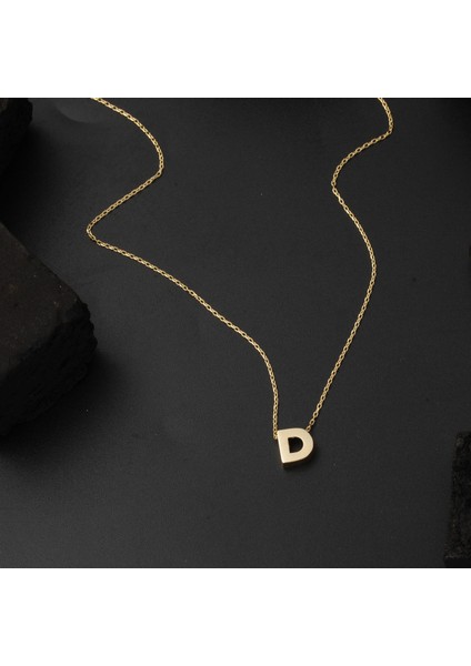 D Harfi 14 Ayar Altın Taşsız Minimal Harf Kolye fırsatları