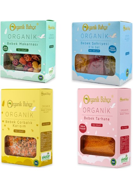 Organik Bahçe Bebek Ek Gıda Avantaj Seti + 6 Ay 4 Kutu 800 gr