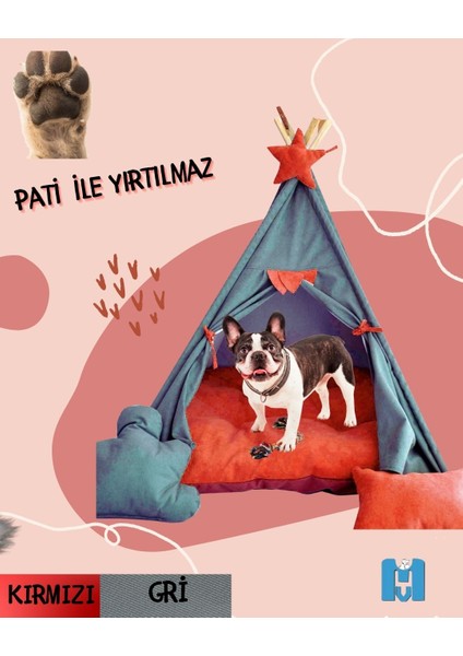 Mavi Vitrin Küçük Irk Köpek ve Kedi Çadırı Yıkanabilir Soft Yırtılmaz Kumaş Doğal Ahşap