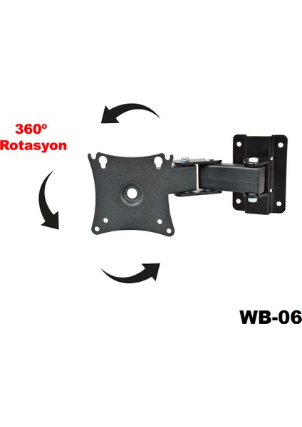 Wb-06 Hareketli Monitör Duvar Askı Aparatı 17"-27"